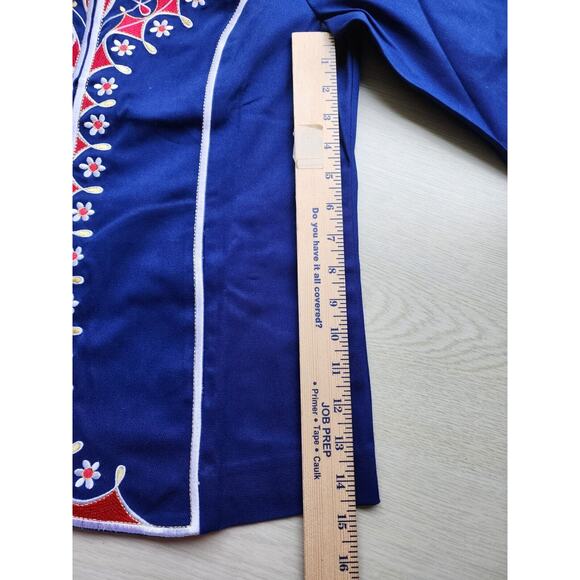 TOP-BOB MACKIE WEARABLE ART-Blue Red-Embroidery-Zipper-Cut Outs-SIZE XSMAL-NWT - Picture 15 of 16